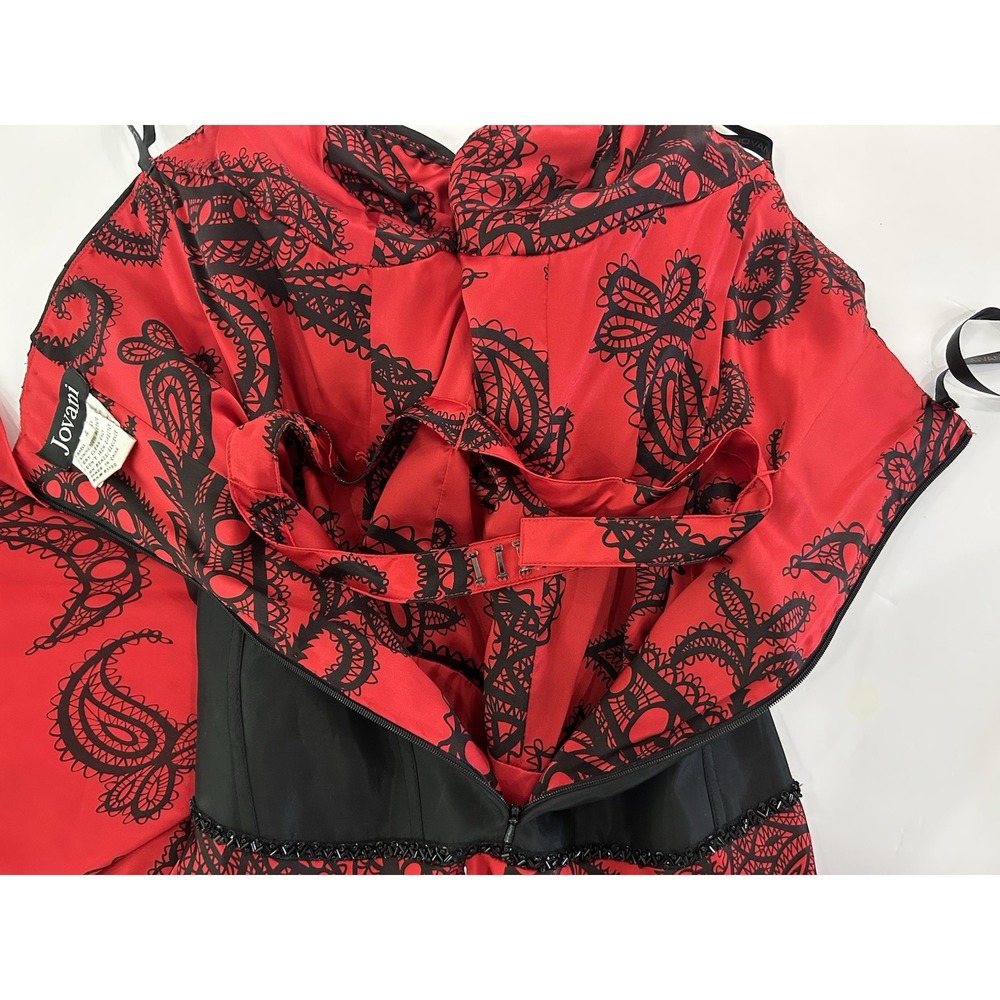 Vintage Red Black Gothic Corset Top Dress‎ Y2K Silk Witchy Vamp Prom Hoco Size 4 - Picture 11 of 16
